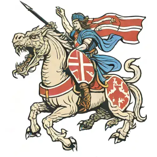 Saint George Killing Dragon With Georgian Flag As Cape