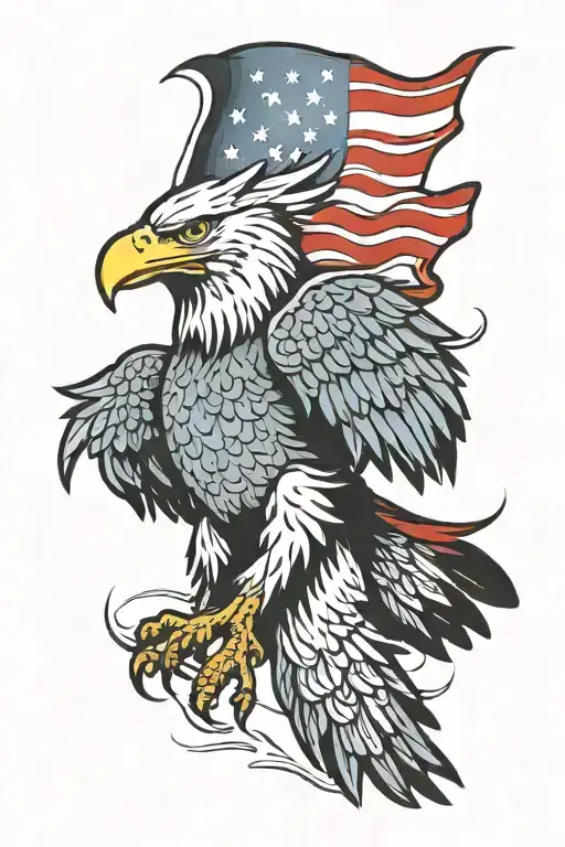 American Eagle Flying With Shredded Ussr Flag