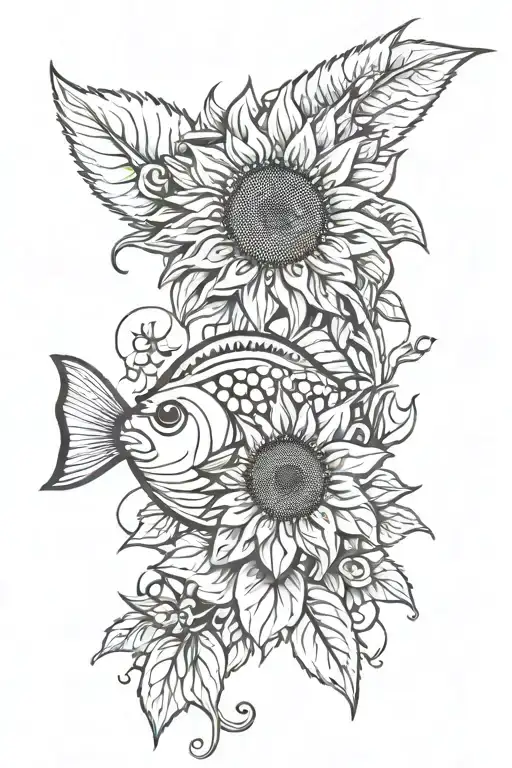 Coi Fish And Sunflower