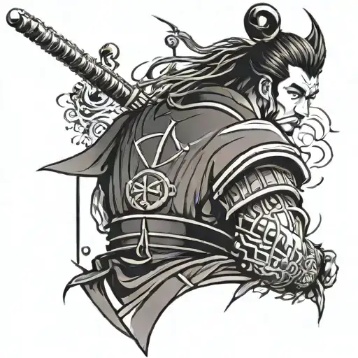 Back Tattoo Of Samurai