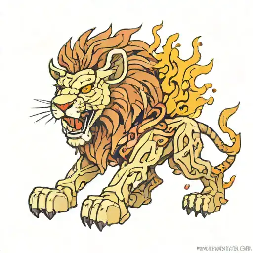 A Futuristic Lion With Fire 3D