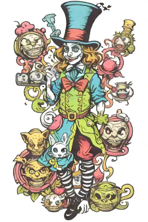 Creepy Psychedelic Alice In Wonderland Sleeve Done In New School Graffiti Style Art