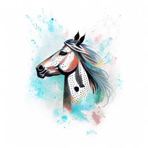 Combine Trash Polka Style With The Image Of A Horse In A Dynamic Pose