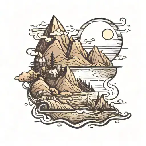 Landscape Mountain Sea And Sun