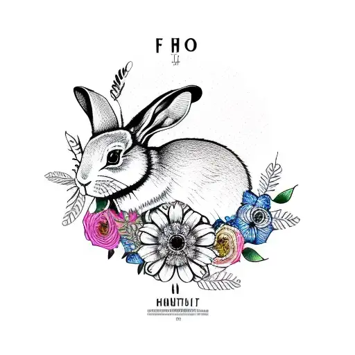 Rabbit Floral Outline