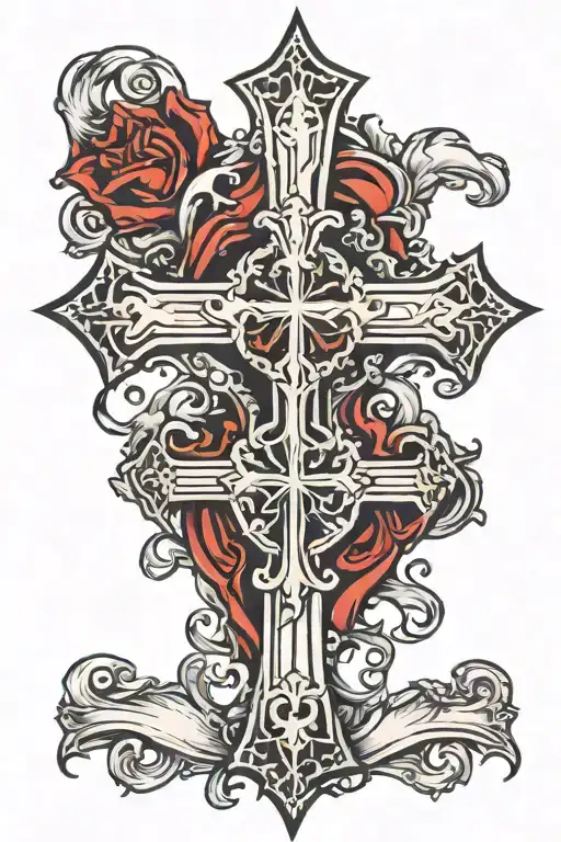 Gothic Cross On Hand In Black