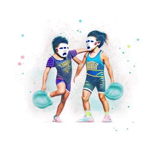 Kids Wrestling While Snot Covers There Face In Summertime