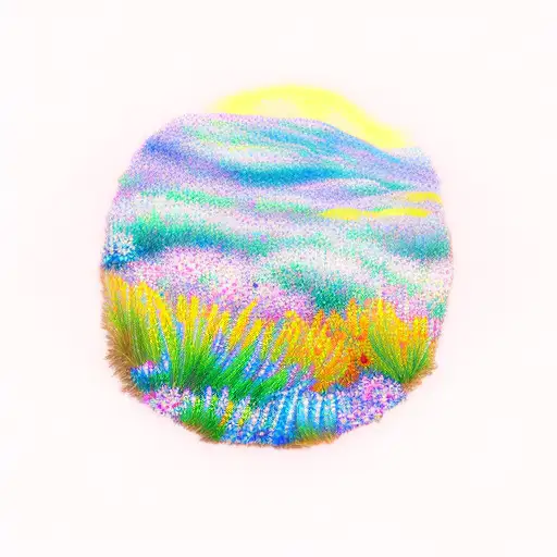 A Bunch Of California Wildflowers And The Ocean