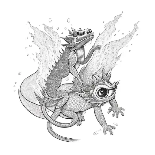 Fire Monkey Riding A Water Dragons Back