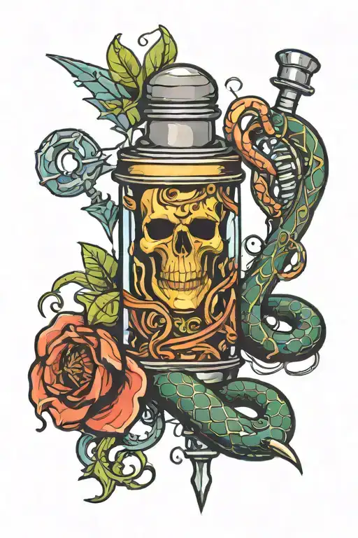 Poison Vial With Dagger And Snake