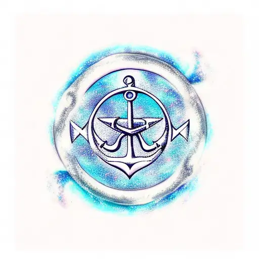 Cresent Moon And Cancer Zodiac And Anchor And Symbol For Sister And Swirly Leaves