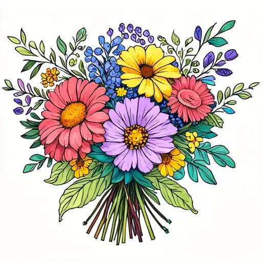 February And September Birth Flower Bouquet Tied