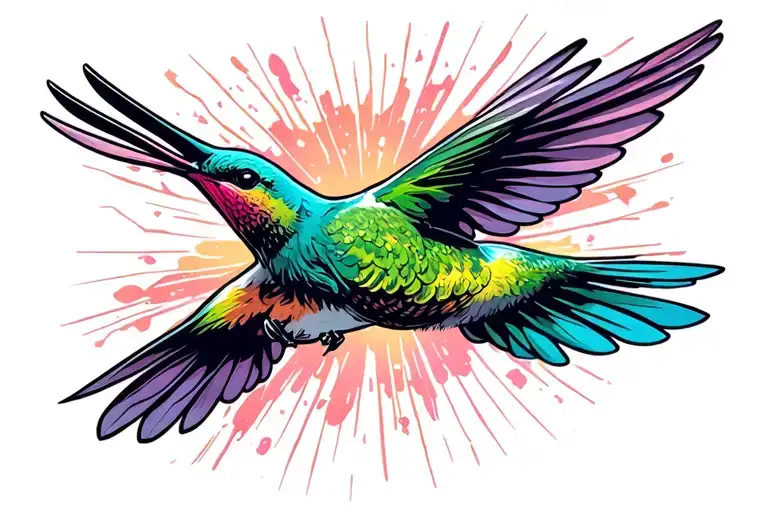 Hummingbird Flying Away