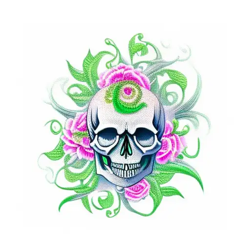 Skull With Green Vines