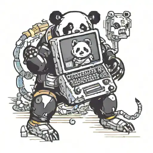 A Pixelated Panda Playing A Retro Computer Game With Animal Characters