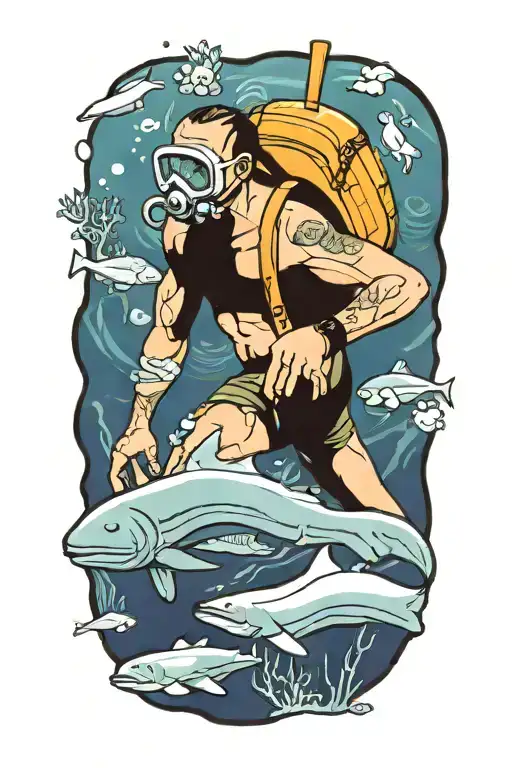 Man Snorkeling In The Sea