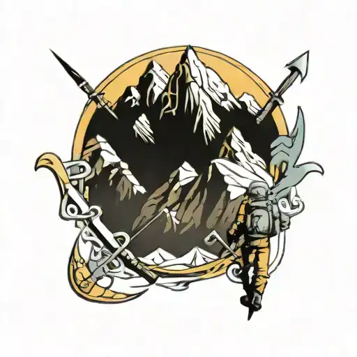 Mountain With Ice Axe Mountaineering