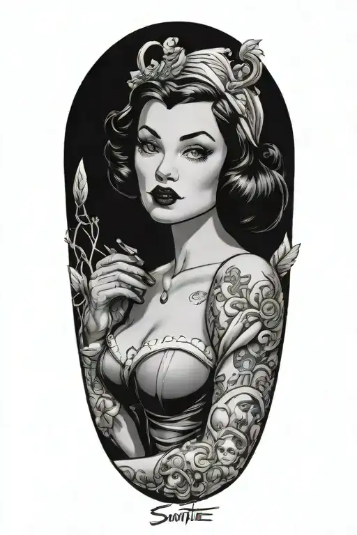 Snow White Pinup Girl Nearly Nude