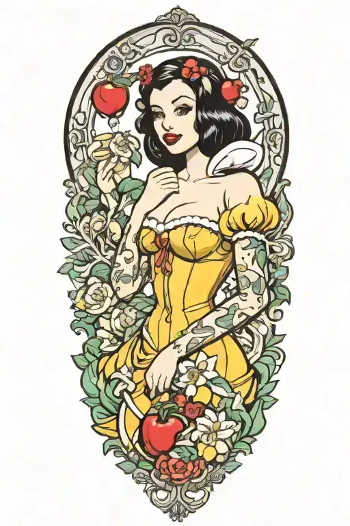 Snow White Pinup Girl Nearly Nude