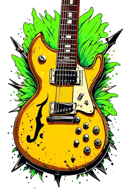 Guitar Metal Music Themed Tattoo Design Featuring
