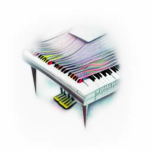 A Piano Keyboard Intertwined With Musical Notes And Gaming Controllers