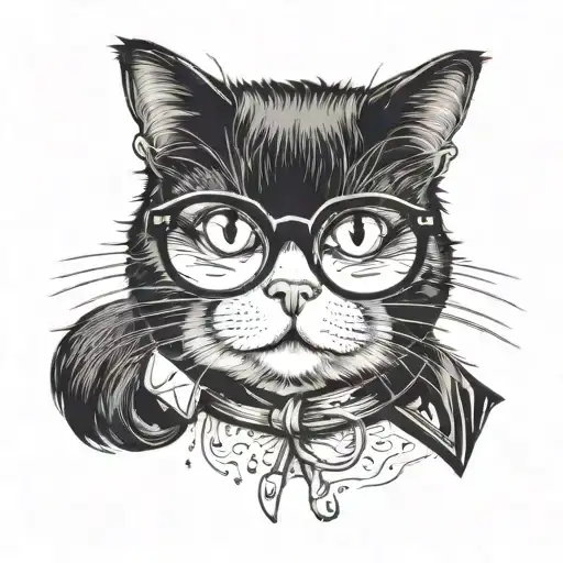 Black And White Cat With Edna Mode Hair And Glasses