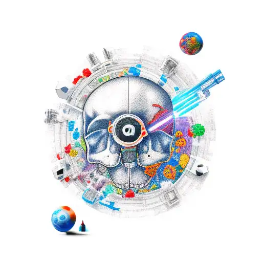 Anatomy-themed Gaming Console Surrounded By Japanese Kanji