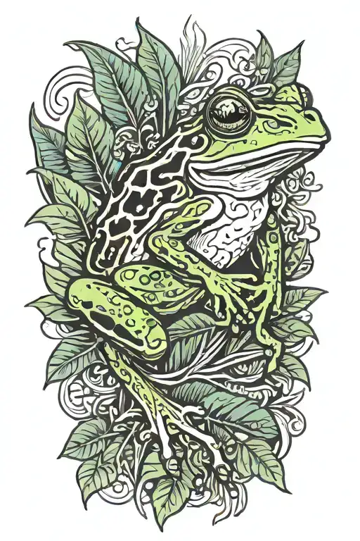 Frog With Jungle Leaves