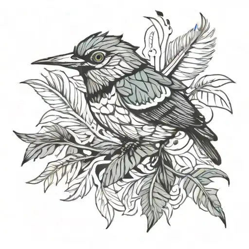 Bird With Jungle Leaves