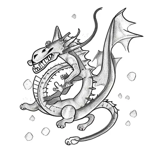 Cat Riding Dragon In Forest