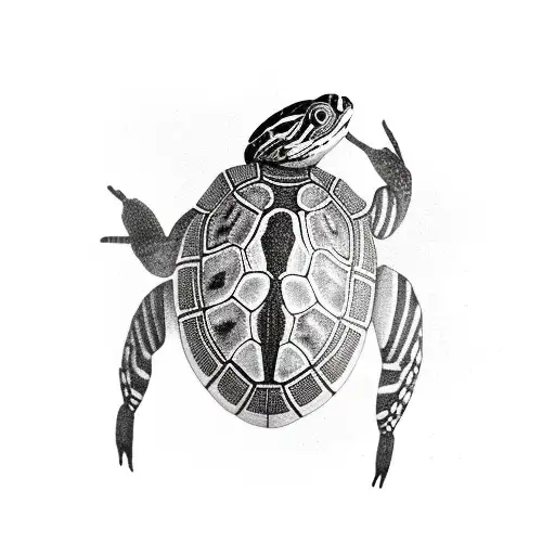 Black And White Painted Turtle Perched