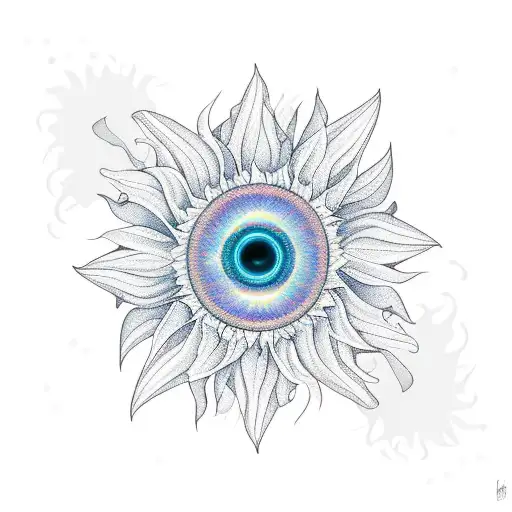 Sunset At Sea Inside A Sunflower