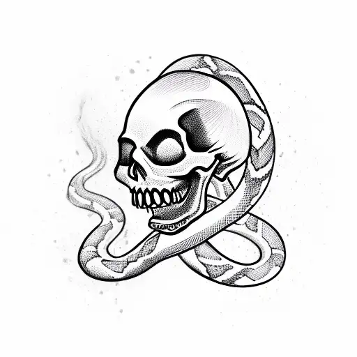 Skull With Snake