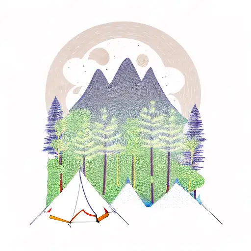 Camping Lantern With Trees And Mountains Inside With The Letter H