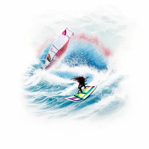 Guy In Dreadlocks Windsurfing