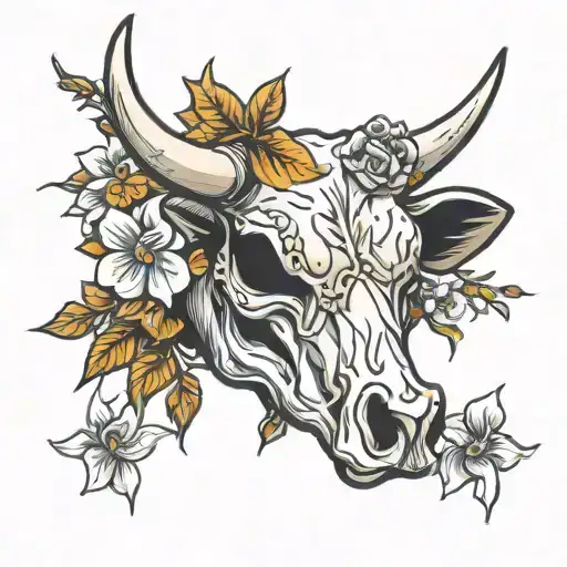 Cow Skull And Flowers