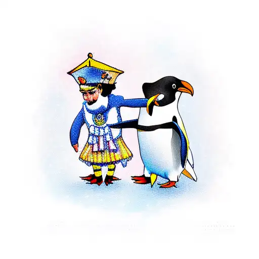 A Sailor Dancing With A Penguin In A New-school Style