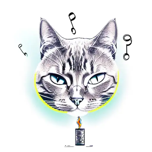 A New-school Design Featuring A Cat Dj Mixing Music On A Turntable While Smoking A Narguile