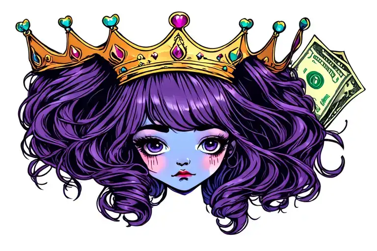 Princess Crown Money Sad Pretty Girl