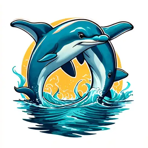 Friendship Tattoo With Two Dolphins