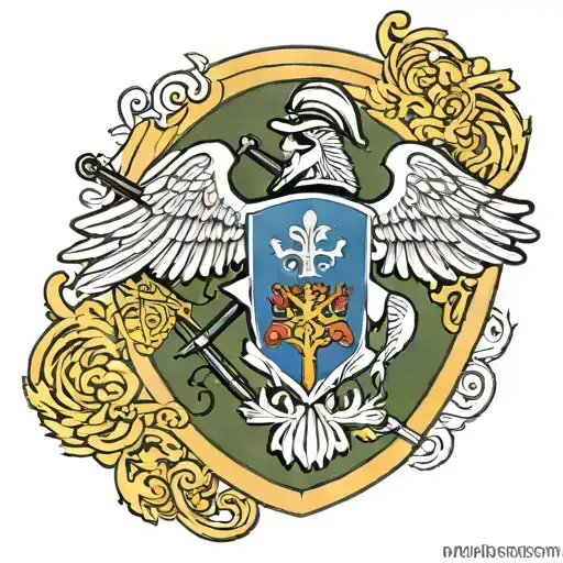 Special Forces Of The Airborne Forces Against The Background Of The Coat Of Arms Of Russia