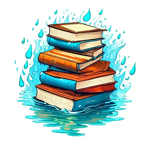 Water And Books Surrounded By Rain