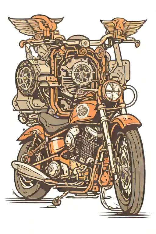 Hot Rod Harley Davidson Motor Masonic Symbol
