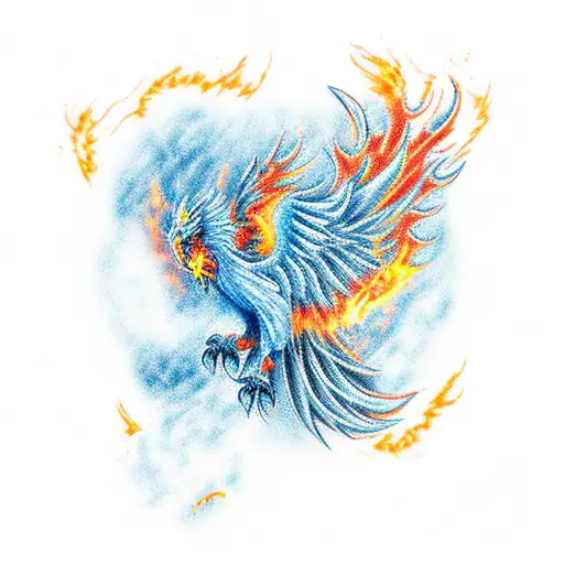 Red Phoenix With Fire