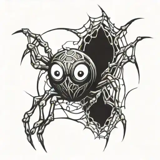 Spider With Eyes Melting In The Center Of A Web