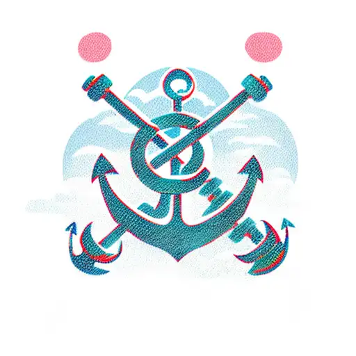 Anchor On Top With A Boat Above