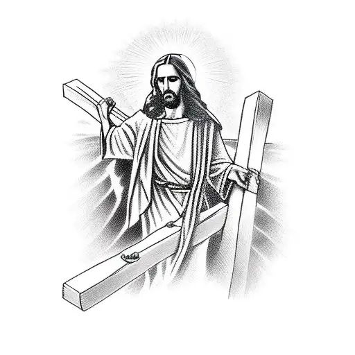 A New-school Design Of Jesus Carrying The Cross