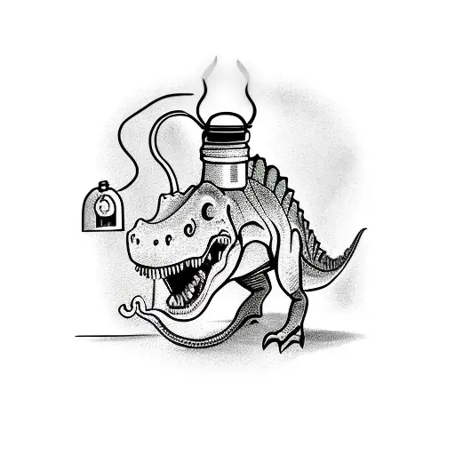 A Dinosaur Nurse With A Lantern