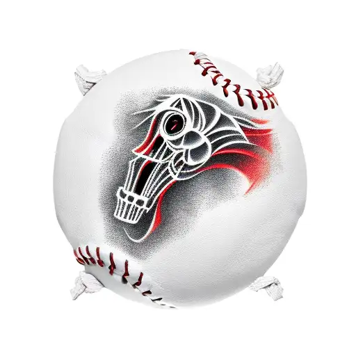 A Skeletal Horse Bursting Through The Leather Of A Baseball