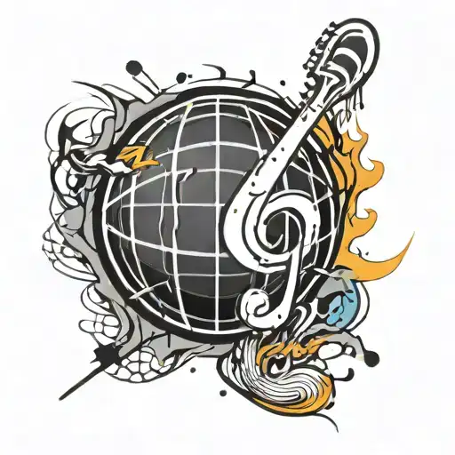 A Music Note Morphing Into A Basketball With Slash Marks